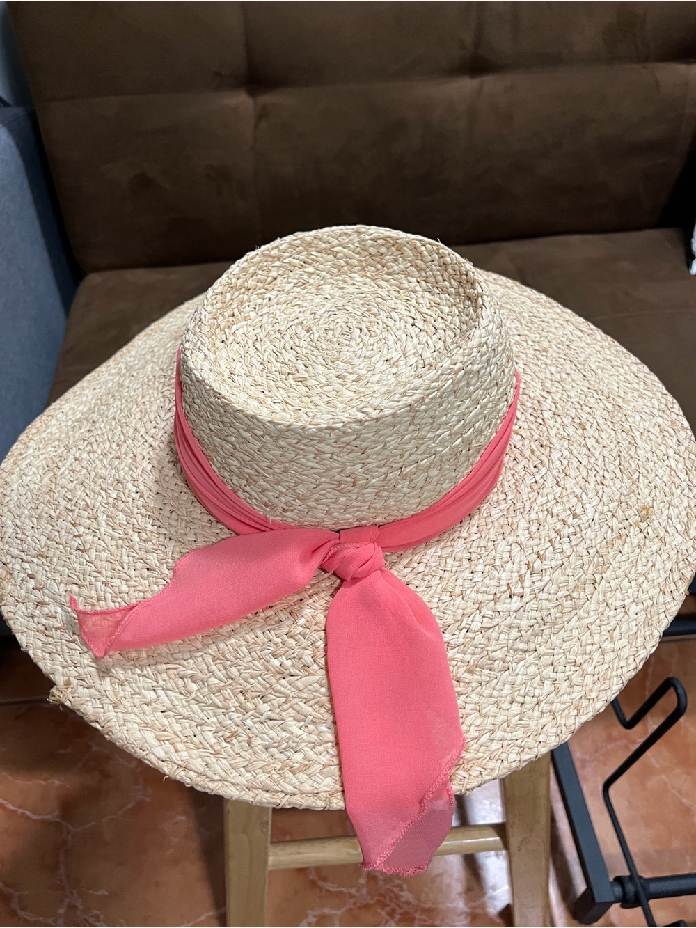 Scala Natural Straw Sun Hat with Pink Band.